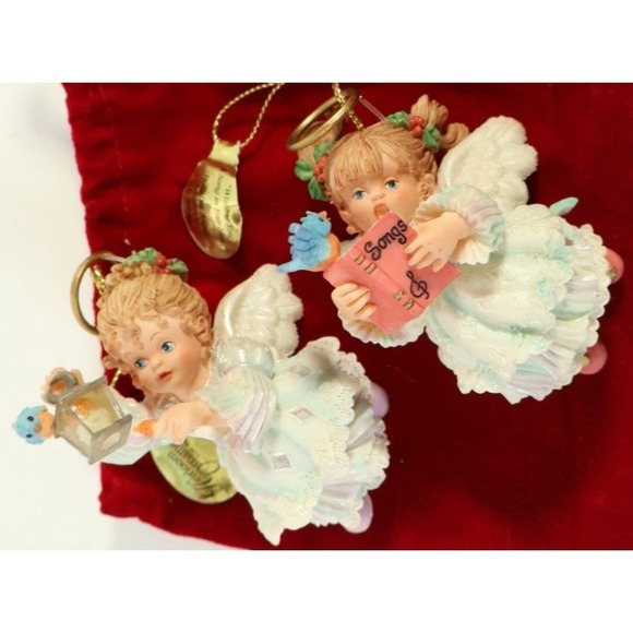 (2) 90s Ashton Drake Heirloom Angels Ornament Christmas Guiding Light Birds - Picture 2 of 4